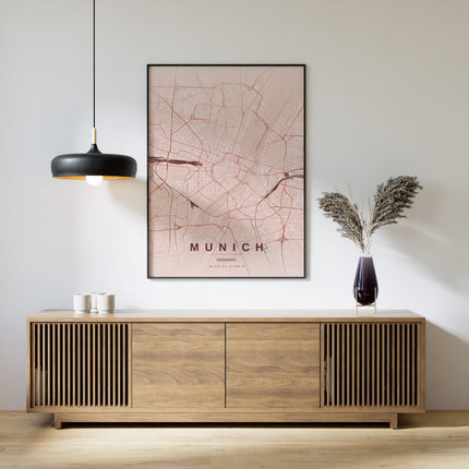 Munich Map Art Print - Close Up Detail View