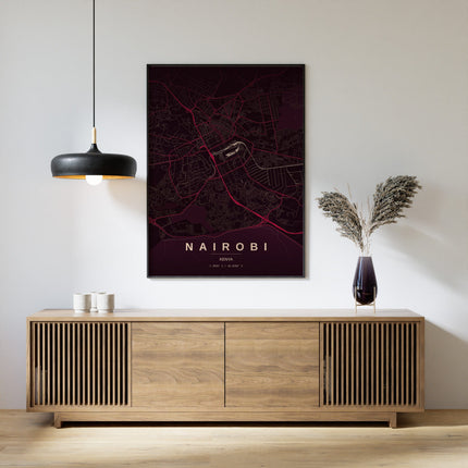 Nairobi Map Art Print - Alternative Angle View