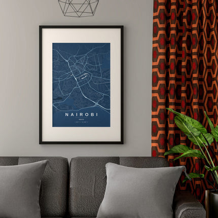 Nairobi Map Art Print - Close Up Detail View