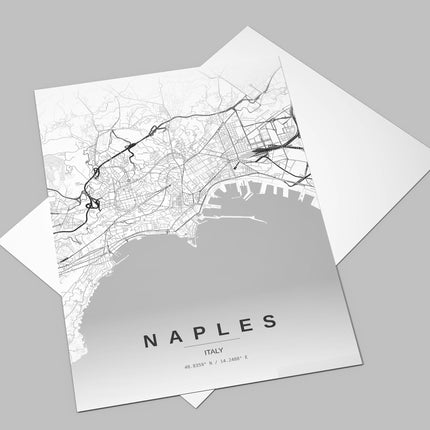 Naples Map Art Print - Close Up Detail View