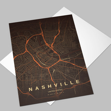 Nashville Map Art Print - Alternative Angle View