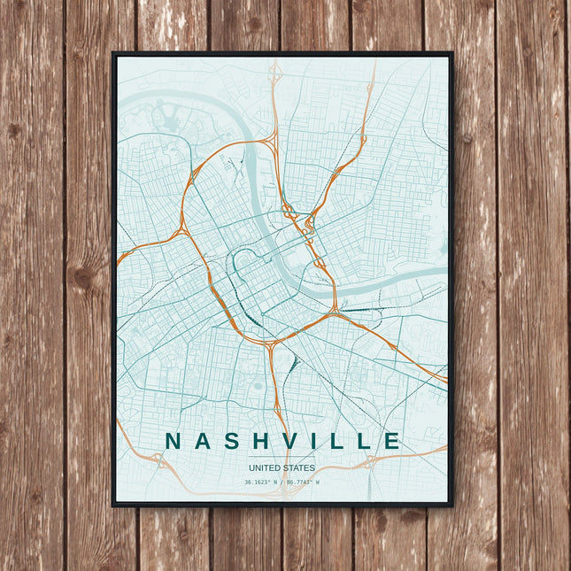 Nashville Map Art Print - Wall Print | Personalised Gift