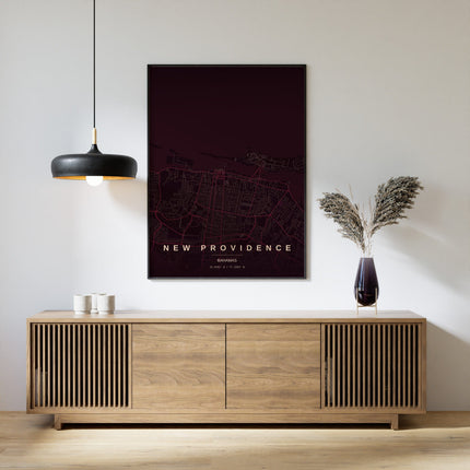 Nassau Map Art Print - Lifestyle Room Setting