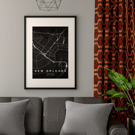 New Orleans Map Art Print - Alternative Angle View