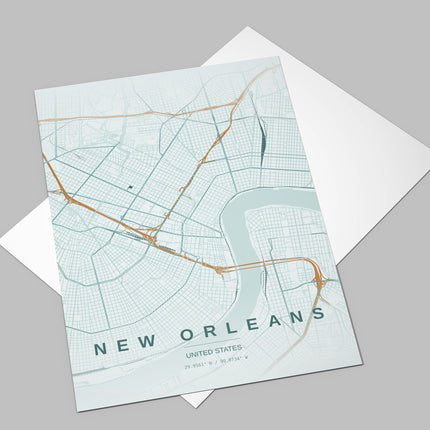 New Orleans Map Art Print - Close Up Detail View