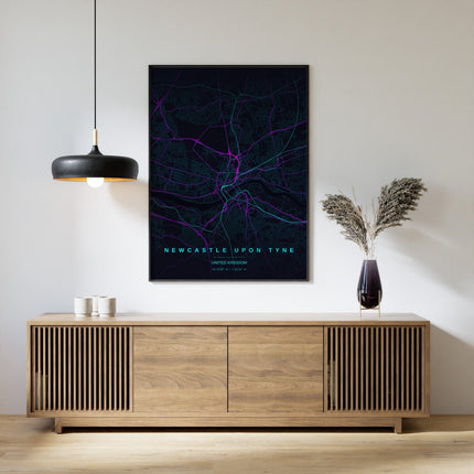 Newcastle Map Art Print - Alternative Angle View