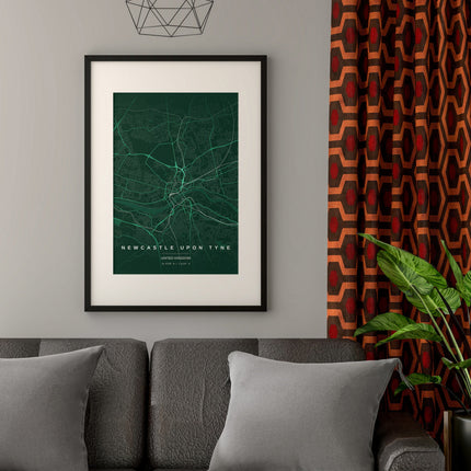 Newcastle Map Art Print - Lifestyle Room Setting