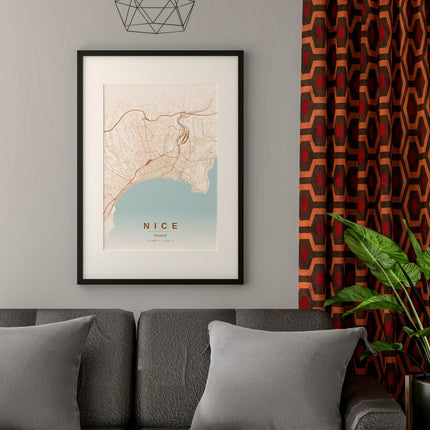 Nice Map Art Print - Alternative Angle View