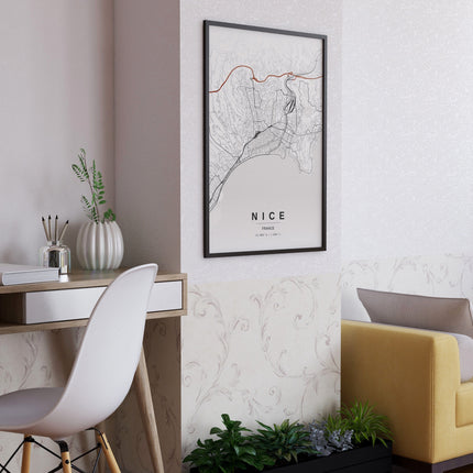 Nice Map Art Print - Close Up Detail View