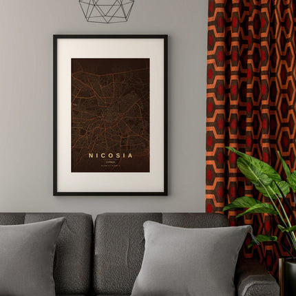 Nicosia Map Art Print - Close Up Detail View