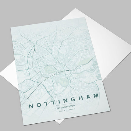 Nottingham Map Art Print - Close Up Detail View