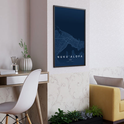 Nuku'alofa Map Art Print - Close Up Detail View