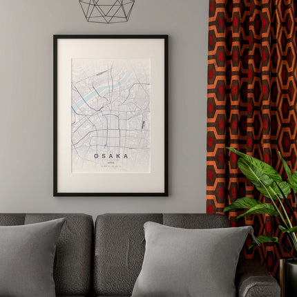 Osaka Map Art Print - Alternative Angle View