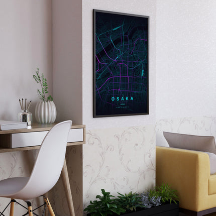 Osaka Map Art Print - Lifestyle Room Setting
