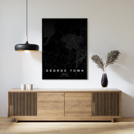 Penang Map Art Print - Alternative Angle View