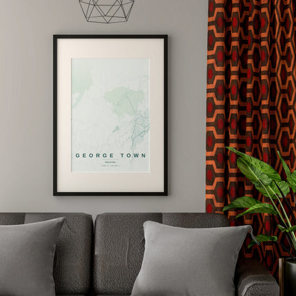 Penang Map Art Print - Lifestyle Room Setting