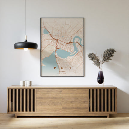 Perth Map Art Print - Alternative Angle View