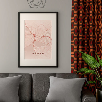 Perth Map Art Print - Lifestyle Room Setting