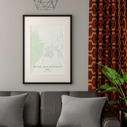 Petra Map Art Print - Lifestyle Room Setting