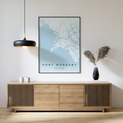 Port Moresby Map Art Print - Alternative Angle View
