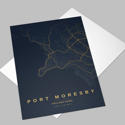 Port Moresby Map Art Print - Alternative Angle View