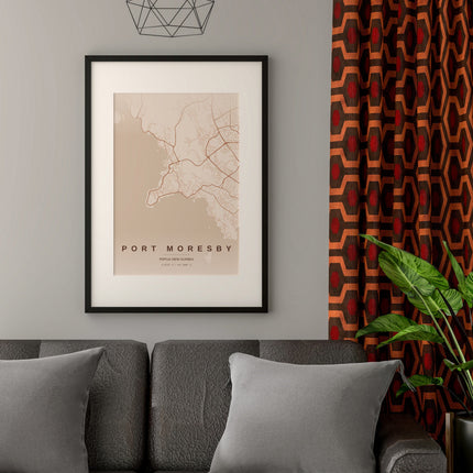 Port Moresby Map Art Print - Lifestyle Room Setting