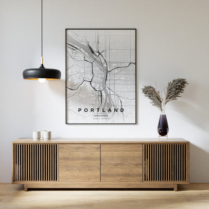 Portland Map Art Print - Lifestyle Room Setting