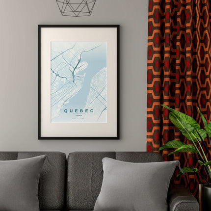Québec Map Art Print - Lifestyle Room Setting
