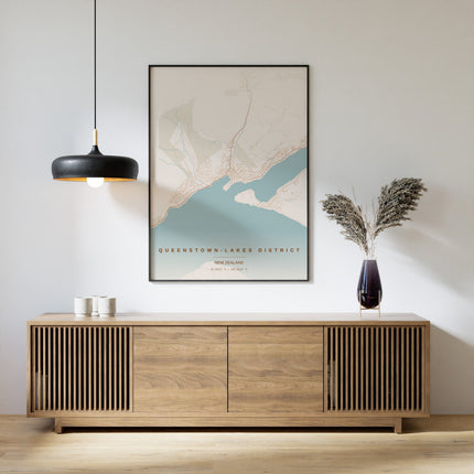 Queenstown Map Art Print - Alternative Angle View