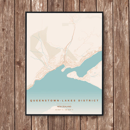 Queenstown Map Art Print - Wall Print | Personalised Gift