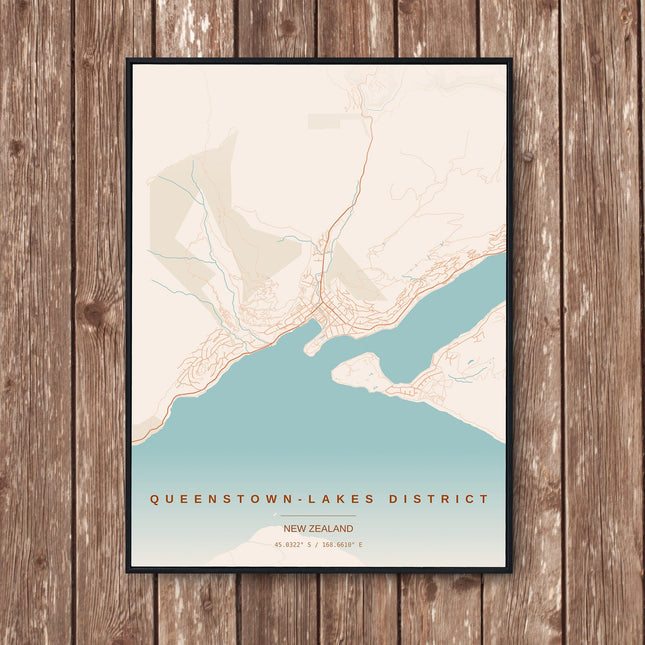 Queenstown Map Art Print - Wall Print | Personalised Gift