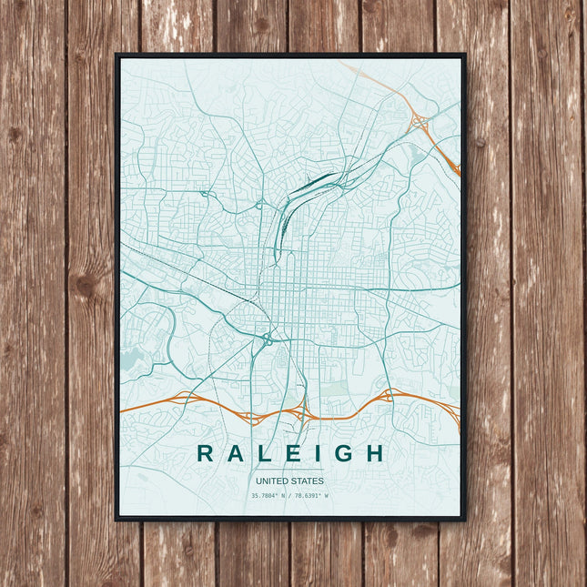 Raleigh Map Art Print - Wall Print | Personalised Gift