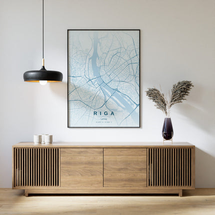 Riga Map Art Print - Lifestyle Room Setting