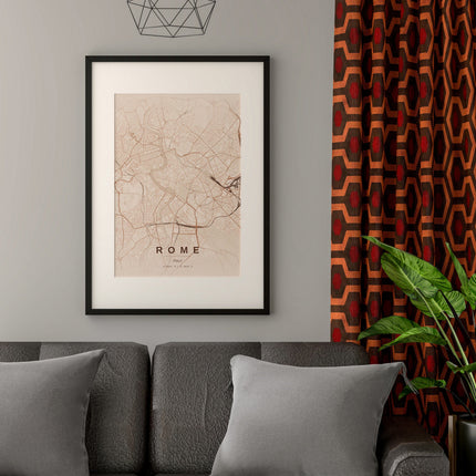 Rome Map Art Print - Close Up Detail View