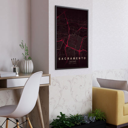 Sacramento Map Art Print - Alternative Angle View