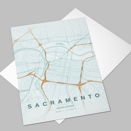 Sacramento Map Art Print - Close Up Detail View