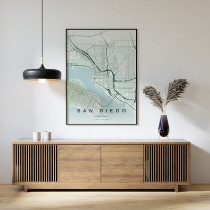 San Diego Map Art Print - Alternative Angle View