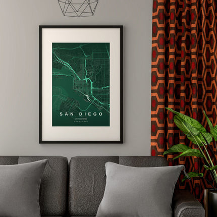 San Diego Map Art Print - Lifestyle Room Setting