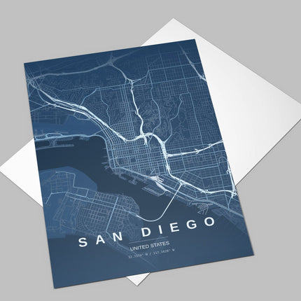 San Diego Map Art Print - Close Up Detail View