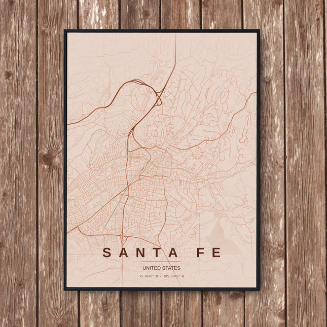 Santa Fe Map Art Print - Wall Print | Personalised Gift