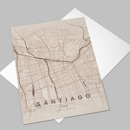 Santiago Map Art Print - Alternative Angle View