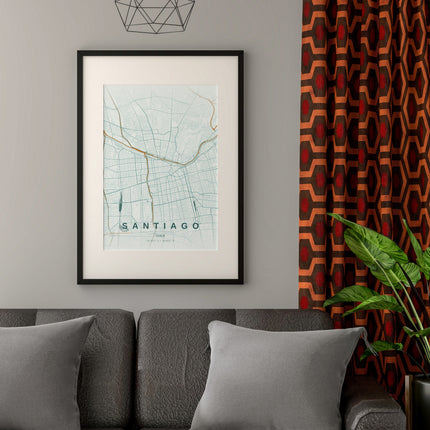 Santiago Map Art Print - Lifestyle Room Setting