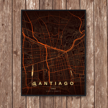 Santiago Map Art Print - Wall Print | Personalised Gift
