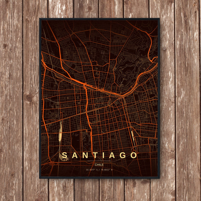 Santiago Map Art Print - Wall Print | Personalised Gift