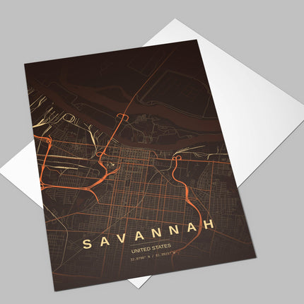 Savannah Map Art Print - Alternative Angle View