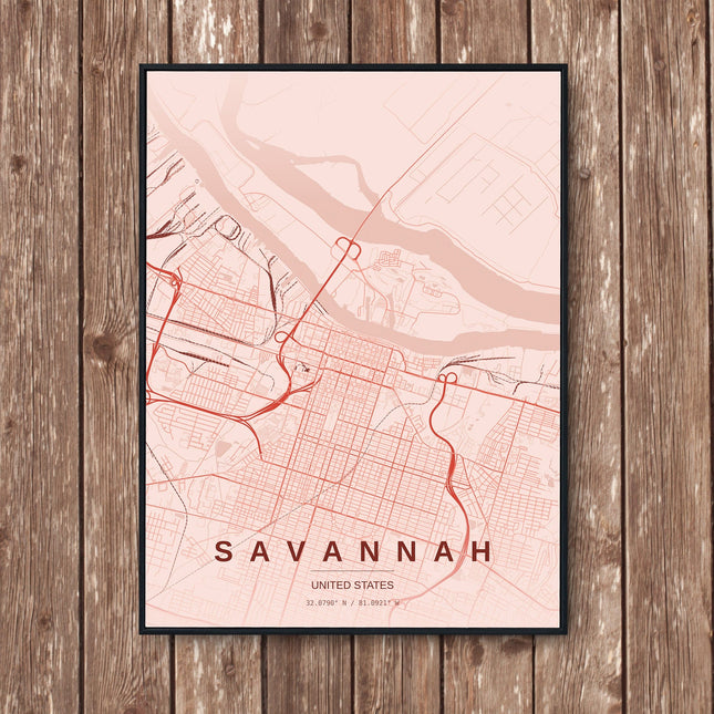 Savannah Map Art Print - Wall Print | Personalised Gift