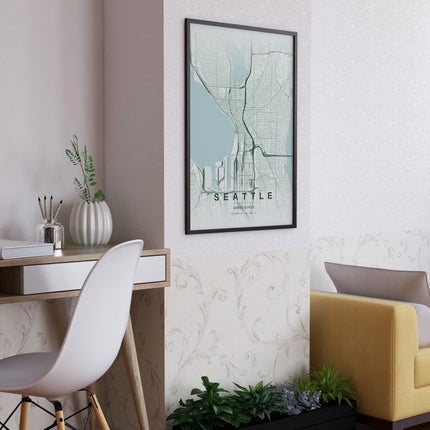 Seattle Map Art Print - Alternative Angle View