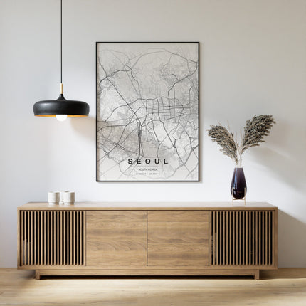 Seoul Map Art Print - Close Up Detail View