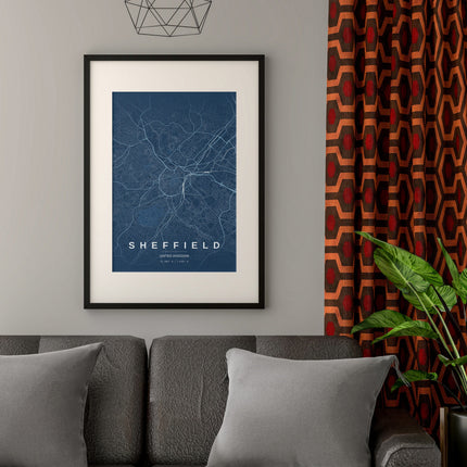 Sheffield Map Art Print - Close Up Detail View