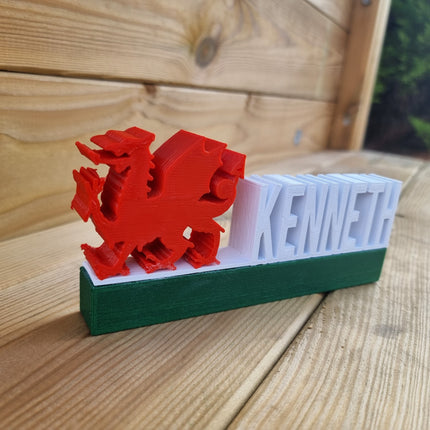Wales Personalised Name Display Stand - Close Up Detail View
